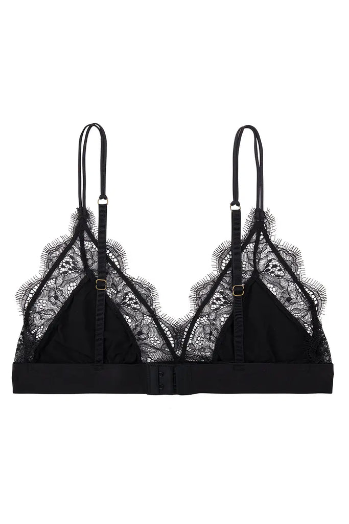 Delicate triangle bralette - LOVE LACE BLACK