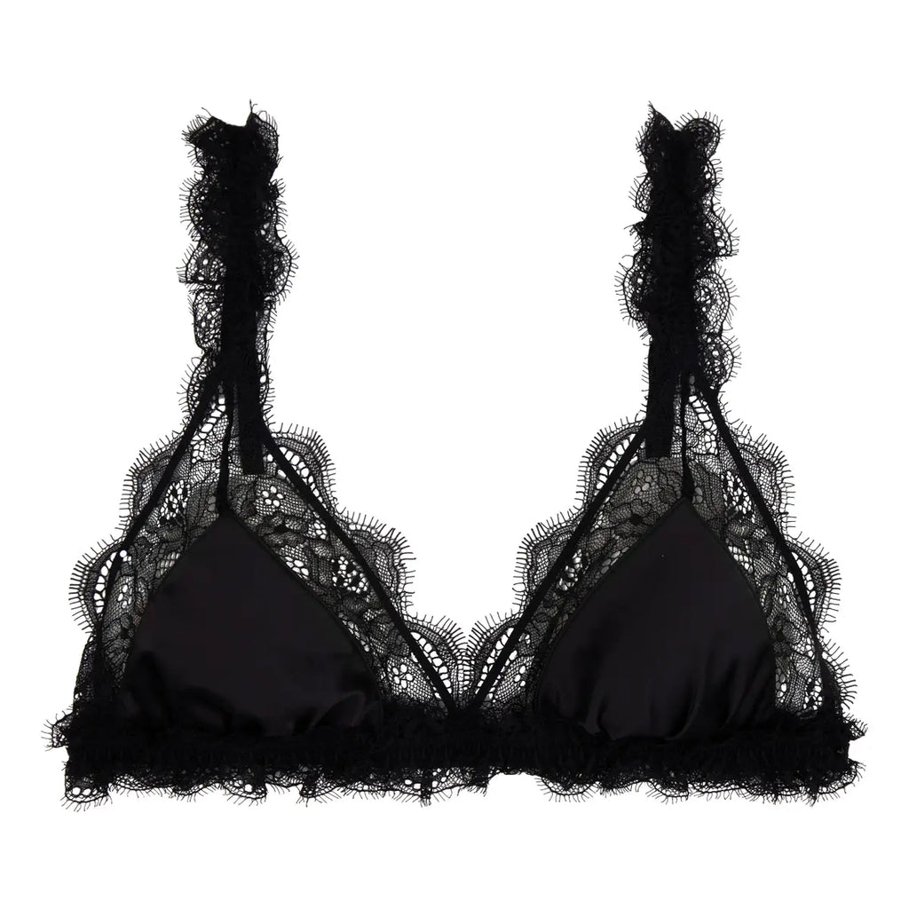 Delicate triangle bralette - LOVE LACE BLACK