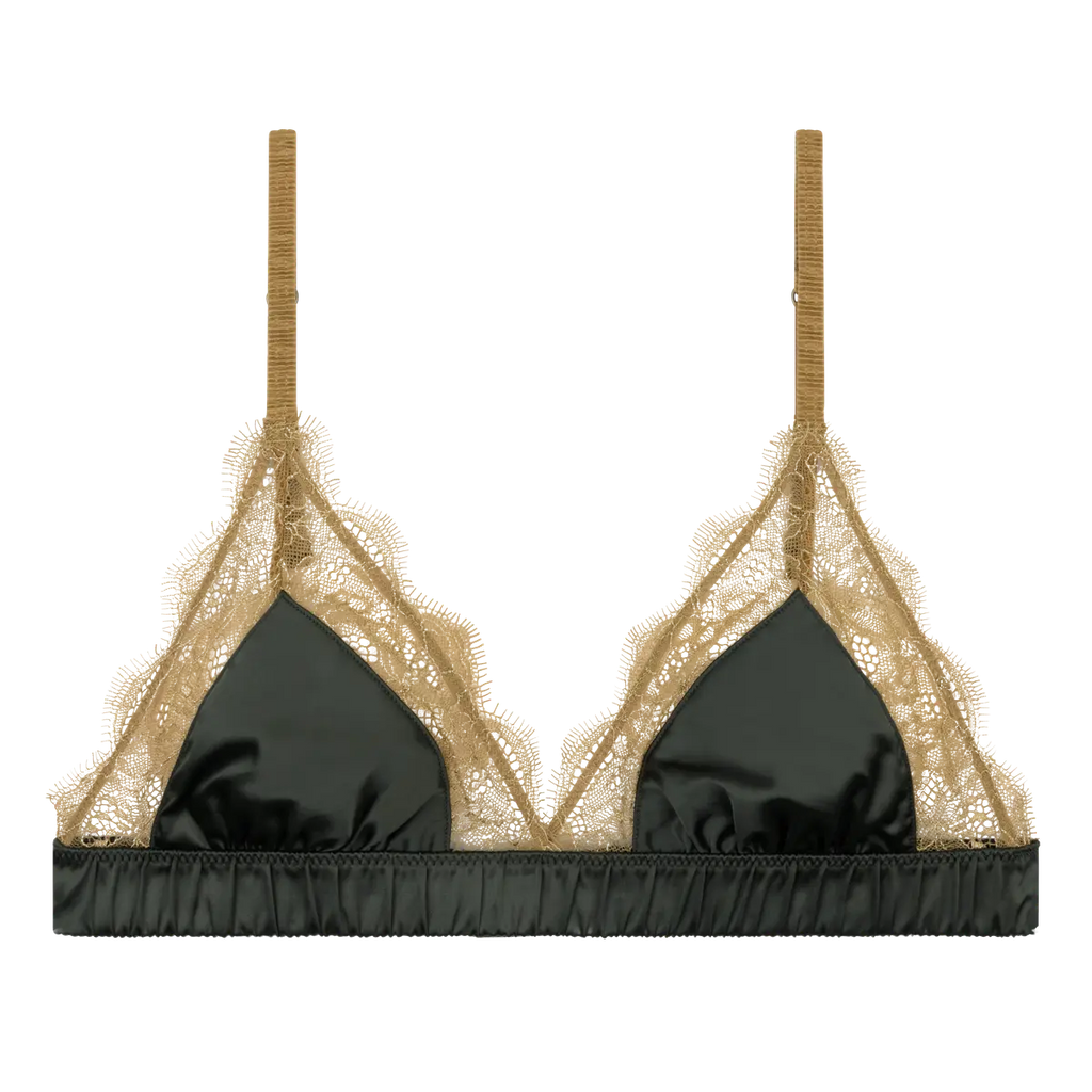 Delicate triangle bralette - LOVE LACE DARK GREEN