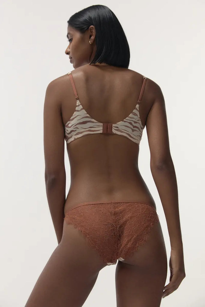 Comfortable lace briefs - WILD ROSE BROWN/WHITE