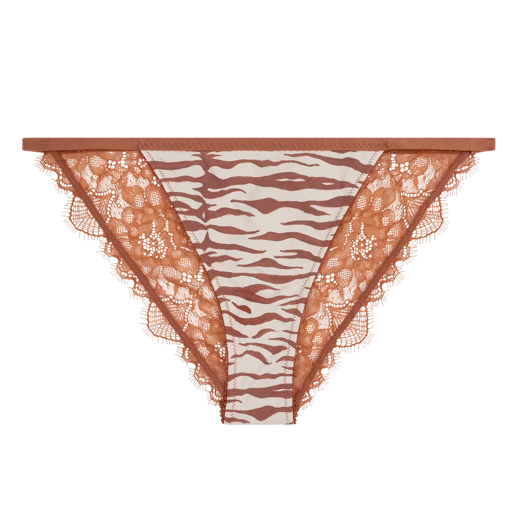 Comfortable lace briefs - WILD ROSE BROWN/WHITE