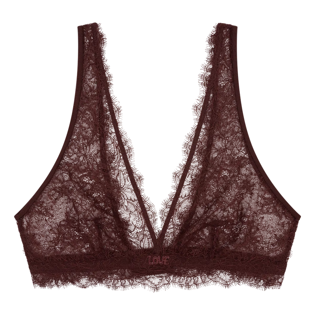 Elegant lace bralette - CHERIE DARK BROWN
