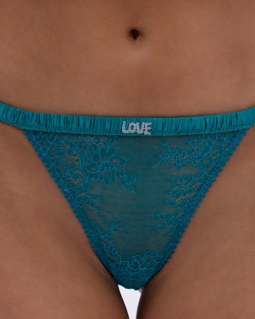 Comfortable lace briefs - WILD ROSE TEAL BLUE