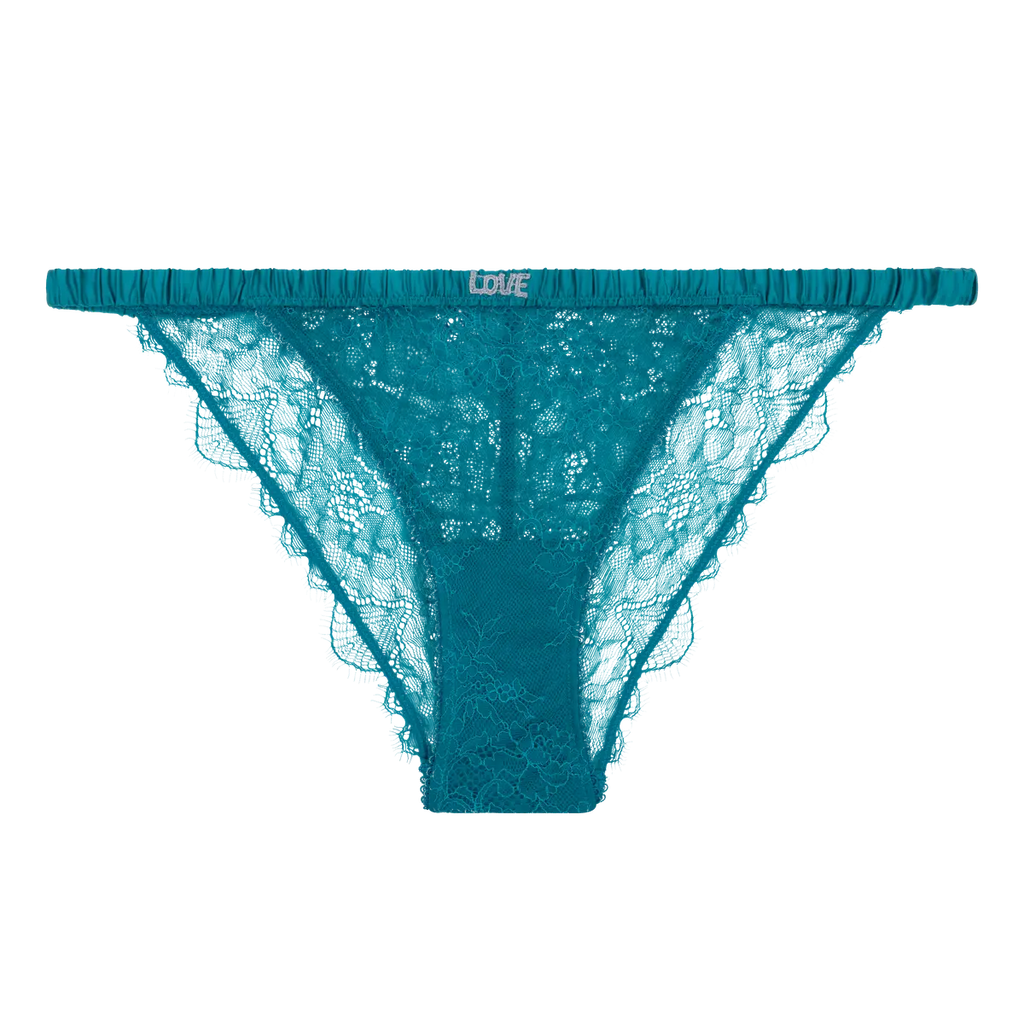 Comfortable lace briefs - WILD ROSE TEAL BLUE