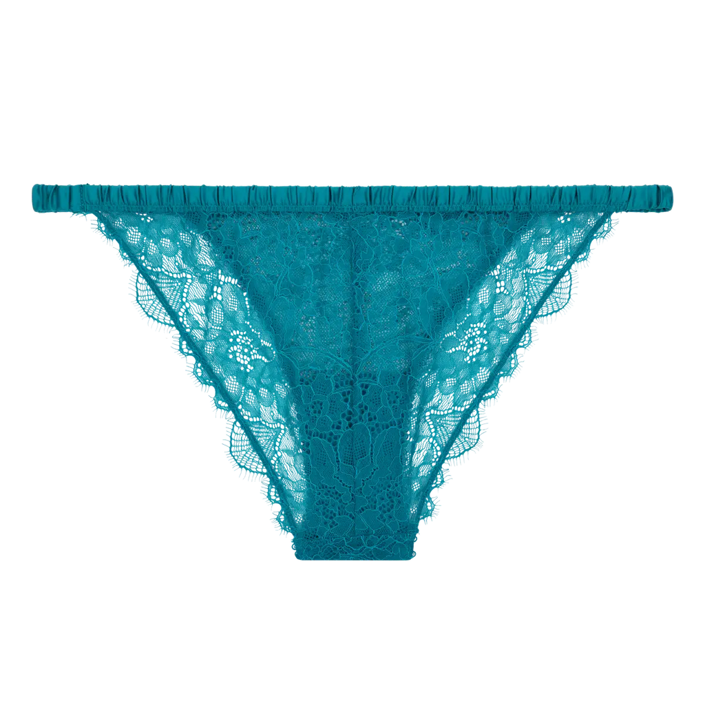 Comfortable lace briefs - WILD ROSE TEAL BLUE