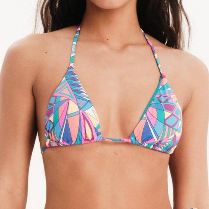 Triangle String Bikini Top - ACID RAINBOW