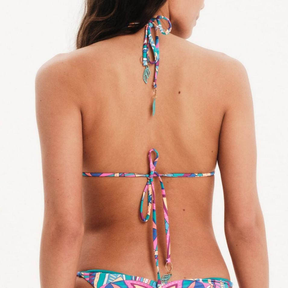 Triangle String Bikini Top - ACID RAINBOW