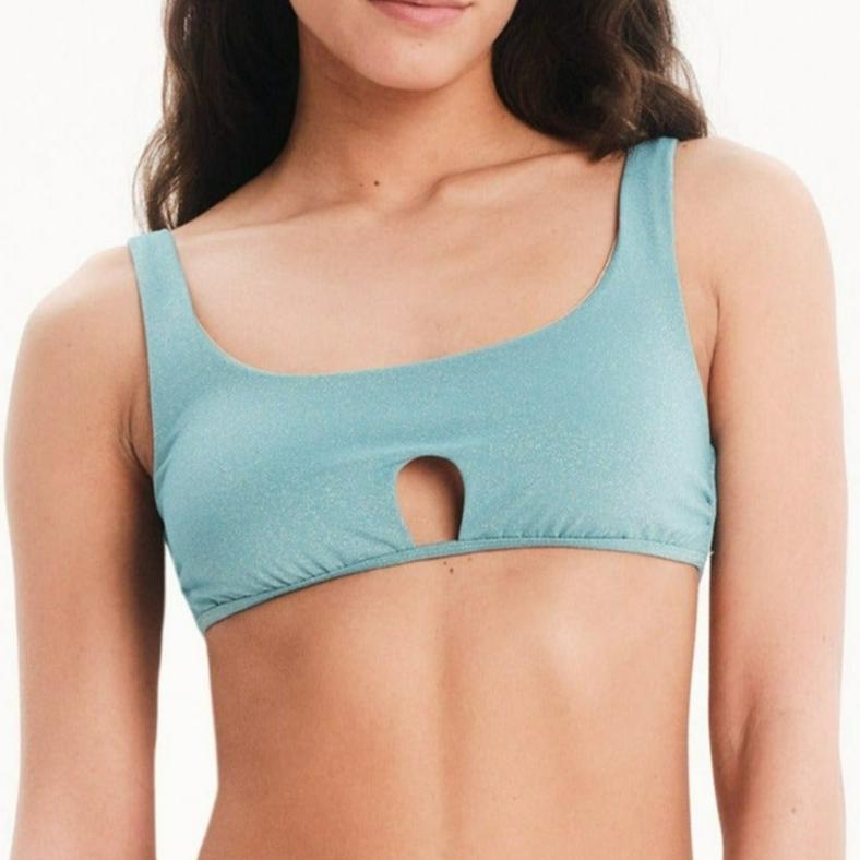 Cut Out Ring Bikini Top - ICY BLUE