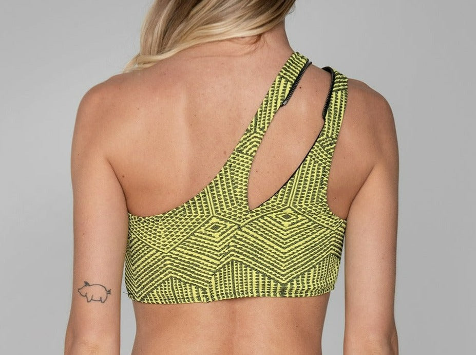 Zip One shoulder Bikini Top - NEON VALLEY