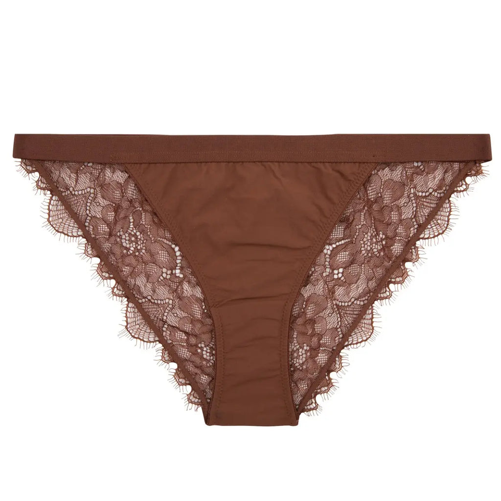 Comfortable lace briefs - WILD ROSE BROWN