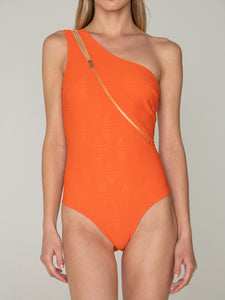 Zip One shoulder One Piece - CAYENNE